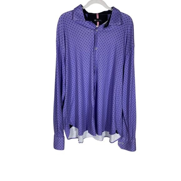 Men's Max Colton Purple Polka Dot Long Sleeve Casual Button Down 2XL - Picture 3 of 7